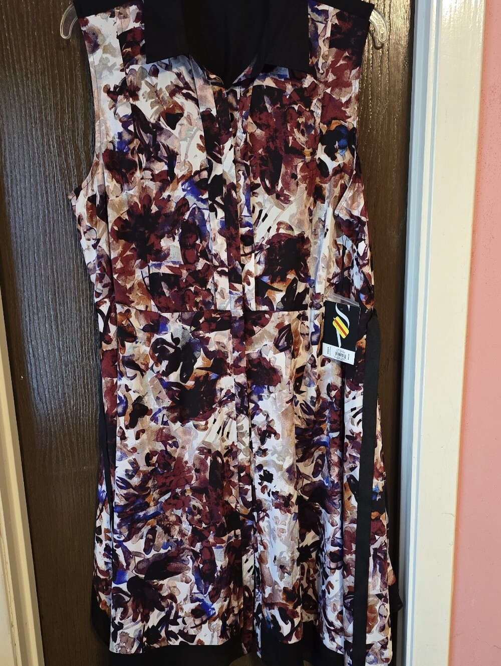 Kohl's Burgundy, Purple and Black Floral High-Low Dress